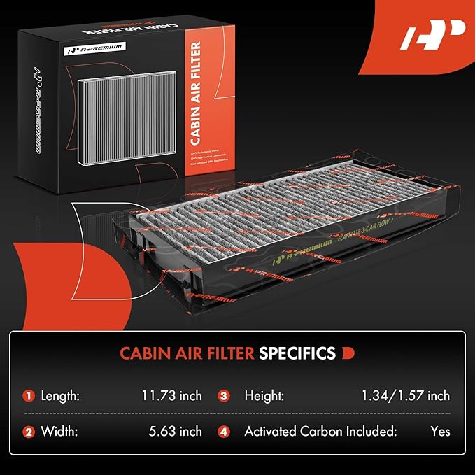 A-Premium 3-PC Engine & Cabin Air Filter with Activated Carbon Compatible with BMW X5 2011-2018, X6 2008-2019, 3.0L