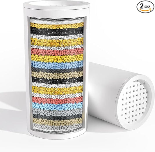 SR SUN RISE Shower Head Filter-Filtered shower head Replacement Cartridges, Reduces Chlorine & Chemicals, pH Balanced Water for Soft Skin & Healthy Hair（2-Pack）