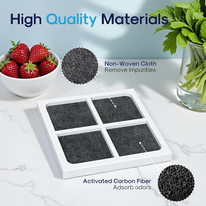 AF004 Replacement for LG LT120F Refrigerator Air Filter, Compatible with Kenmore Elite 469918, ADQ73214402, ADQ73214403, ADQ73214404, 4PACK