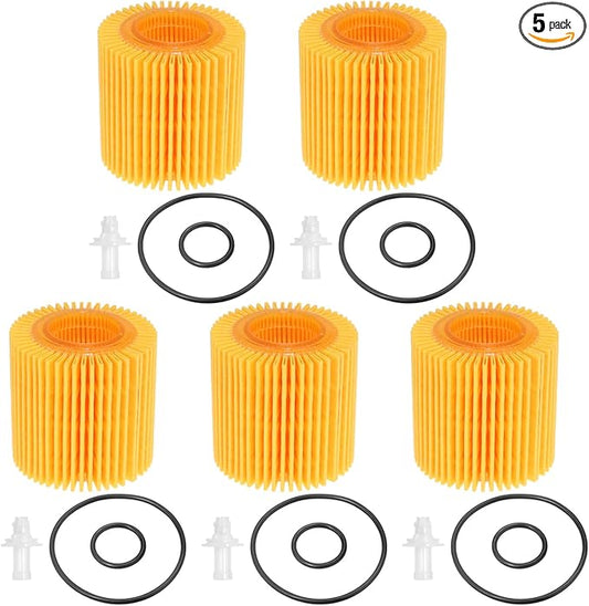 5PCS 04152-YZZA6 Engine Oil Filter Kit Replacement for Toyota Prius 2010-2020 Corolla 2009-2018 Matrix 2009-2014 Scion XD 2008-2014