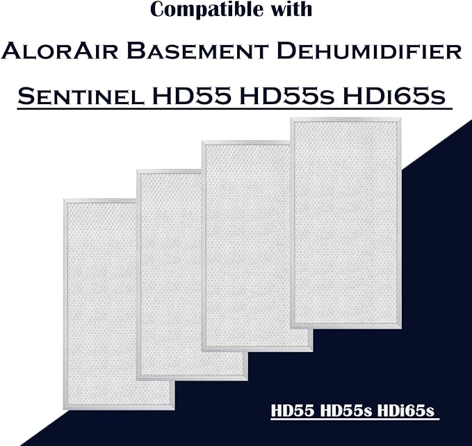 MERV-8 HD55 Replacement Filter for AlorAir Basement Dehumidifier Sentinel HD55, HD55S, HDi65, HDi65S | 4-Pack High-Efficiency Filters for Cleaner