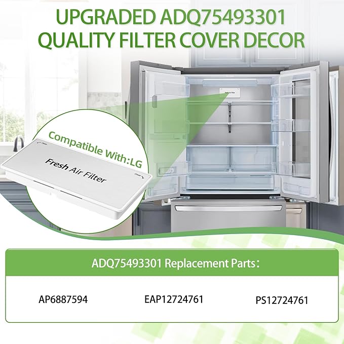 ADQ75493301 Refrigerator Air Filter Cover Replacement, fresh air filter cover Compatible with LG Refrigerator Models LRMVS3006S, LRMDS3006S, LRMVC2306S, LRMDC2306D, LRFVC2406S, LRFDS3016S, LRMDS3006D