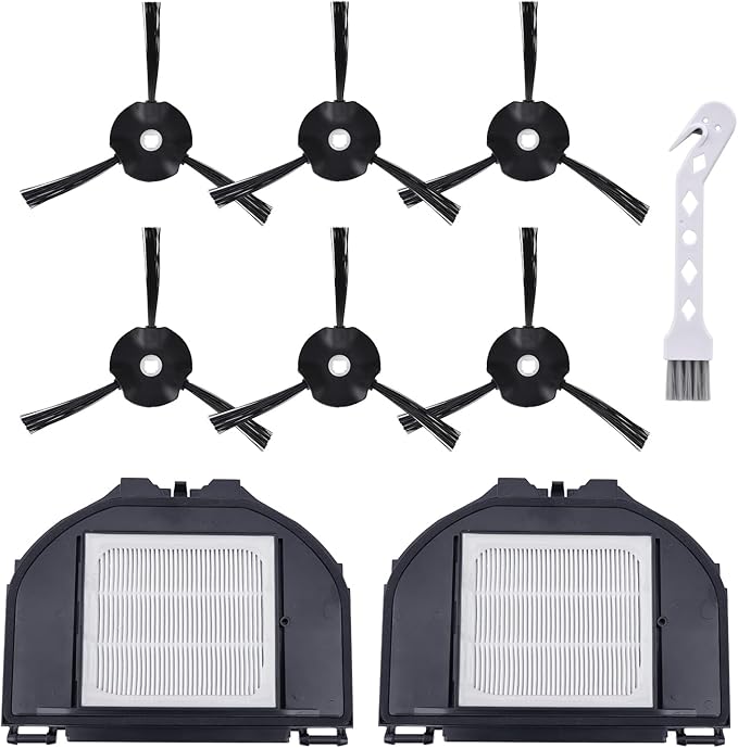 RV2310AE replacement part compatible with shark matrix self emptying robot vacuum cleaner rv2310ae accessories filter side brushes kit, 2 filter, 6 side brushes, 1 cleaning brush, 9 pack