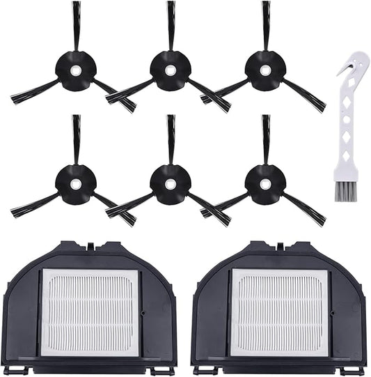 RV2310AE replacement part compatible with shark matrix self emptying robot vacuum cleaner rv2310ae accessories filter side brushes kit, 2 filter, 6 side brushes, 1 cleaning brush, 9 pack