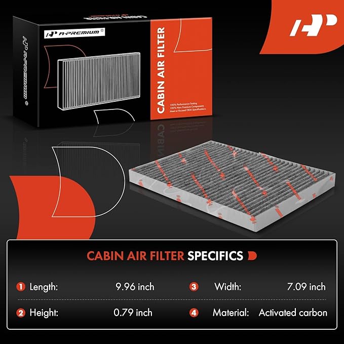 A-Premium 2-PC Cabin Air Filter with Activated Carbon - Compatible with Tesla Model S 2016 2017 2018 2019 2020 2021 2022 2023 - Behind Glove Box - Replace# 1072736-00-B