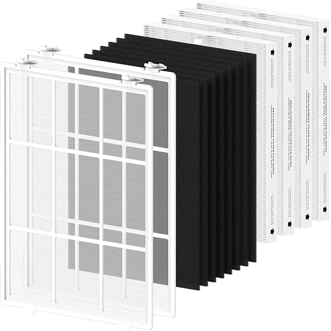 SAKEGDY C545 Replacement Filter S fit for Winix C545 Air Cleaner Purifier, Part # 1712-0096-00 and 2522-0058-00, 2×Washable Fine Mesh Pre-Filter, 4×Premium Filters and 8×Activated Carbon Pre-Filters