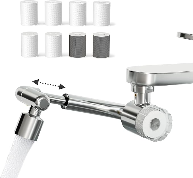 Frizzlife Water Filter for Sink Faucet Extender, Certified Reduce 99% Chlorine, 1080° Rotating Tap Aerator, 3 Modes Spray Attachment for kitchen/Bathroom/Toddlers, Extra Extension
