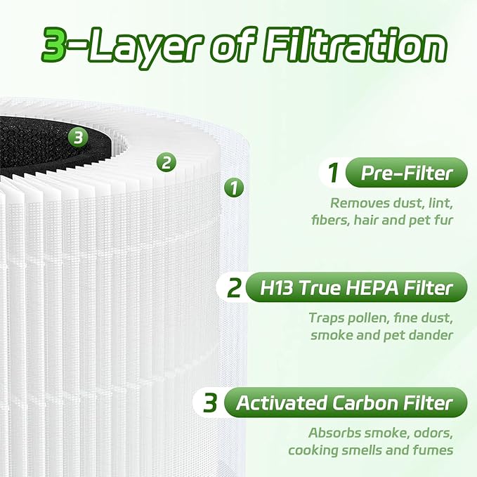 Core 300 Replacement Filter, 2 Pack, H13 Grade True HEPA, Compatible with Levoit Core 300/300-P/300-S Air Purifier
