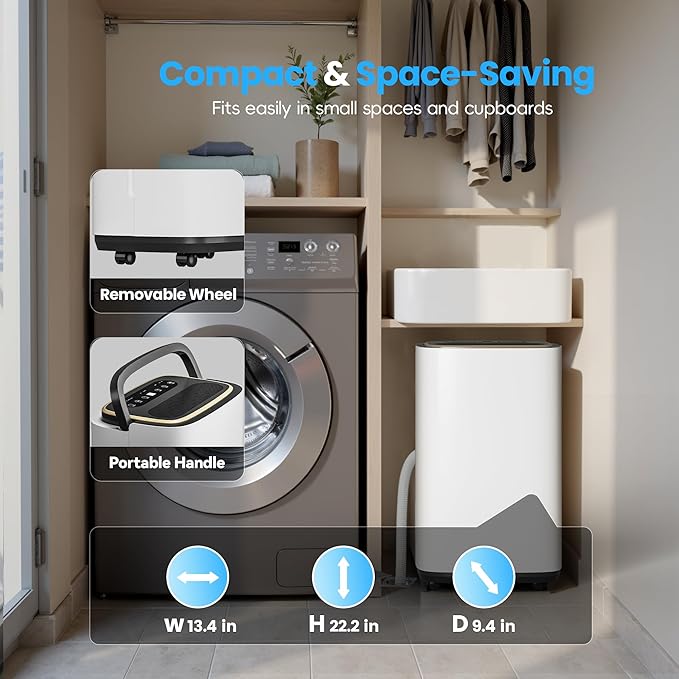 5000 Sq.Ft Dehumidifier, 52PT/24H Dehumidifiers with Drain Hose for Basement, Large Compressor Dehumidifier for Basement/Laundry/Bedroom/Office, Dehu/Dry/Air Mode, Humidity Display/Timer/Child Lock