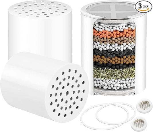 3-pack 20 stages Shower Filter Compatible for Aquabliss SF100/SF220/SFC100/SFC220 Showerhead Filter, Universal Shower Filter