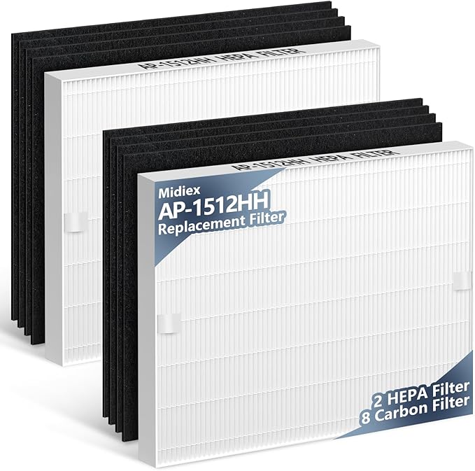 2-Pack AP-1512HH Air Purifier Replacement Filter for Coway Airmega AP-1512HH and and Airmega 200M air Purifier, 2 HEPA and 8 Pre-Filters for Airmega AP1512HH Filter