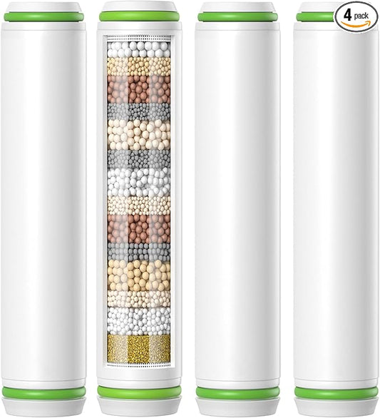 Shower Filter Compatible with PWERAN Handheld Shower Head, 9 Stage Replacement Filters for Hard Water, High Efficiency Filtrat-ion for Chlorine and Harmful Substances, 4 Pack