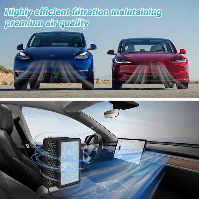 Carwiner Cabin Air Filter 2PCS for Tesla Model 3 Model Y with Activated Carbon, HEPA Air Intake Filter Accessories Replacement