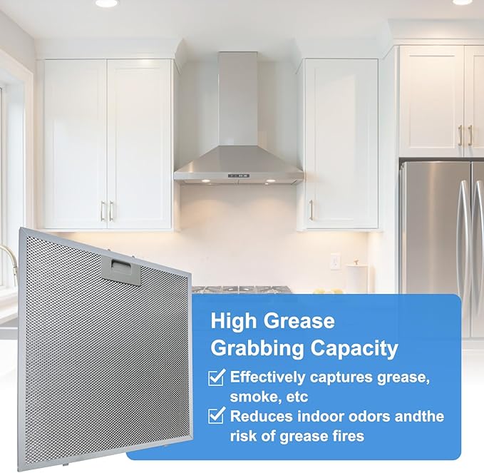 WB02X27207 Range Hood Grease Filters Compatible with GE Range Vent Hood JVX5300BJ1TS JVX5300DJ1BB JVX5300DJ1WW Replace For 4463981 PS11771771 EAP11771771-2 Pack 13.77 x 13.77 x 0.39 Inches