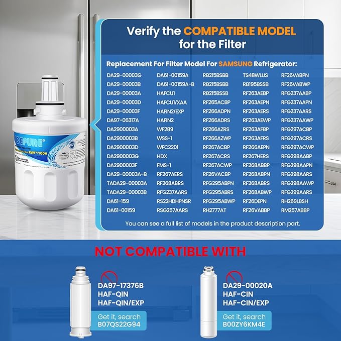 ICEPURE DA29-00003G Refrigerator Water Filter Replacement for Samsung DA29-00003B DA29-00003A DA29-00003D, Aqua-Pure Plus HAFCU1 RSG257AARS RFG237AARS RFG297AARS RS22HDHPNSR WF289 WSS-1 RWF1100A 2PACK