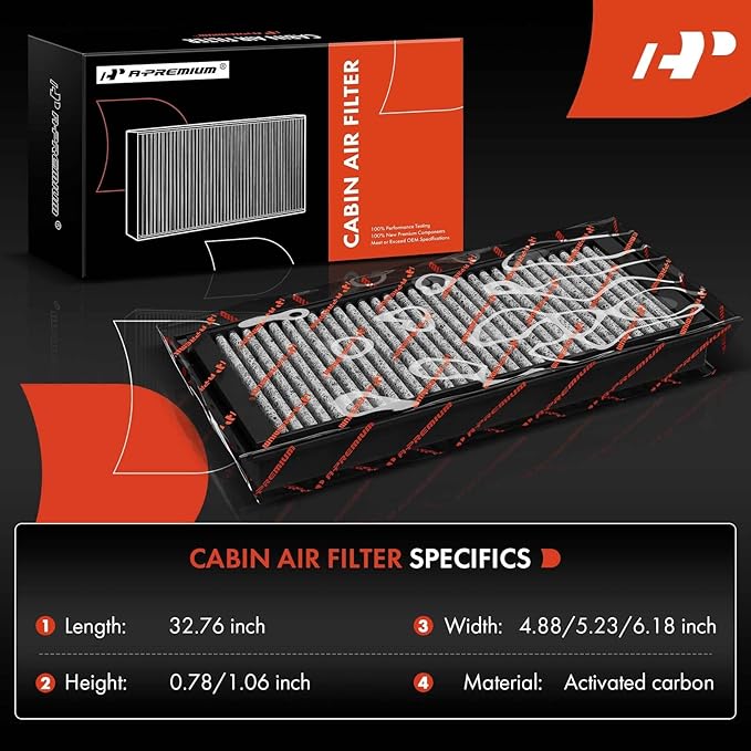 A-Premium Cabin Air Filter w/Activated Carbon Compatible with BMW 323i, 325i, 325xi, 328i, 328i xDrive, 328xi, 330i, 330xi, 335d, 335i, 335is, 335xi, X1, 1 Series M, 128i, 135i, 135is