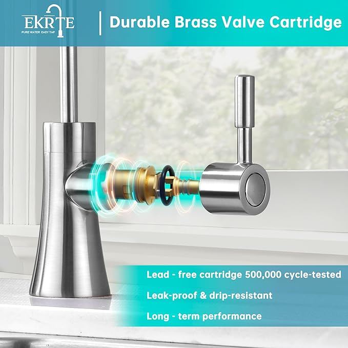 EKRTE Stainless Steel Drinking Water Faucet, Filtered Water Reverse Osmosis RO Faucet for Kitchen Sink, Brushed Nickel Reverse Osmosis Tap for Kitchen Sink