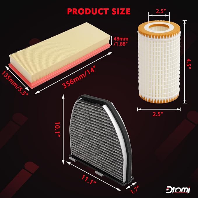 Engine Oil, Air Filter Cabin Air Filter Compatible With Mercedes-Benz Vehicle C240 E320 C230 C300 C320 C350 E350 E500 Gl450 Sl500 Replaces# CUK29005, C3698/3-2, HU718/5X