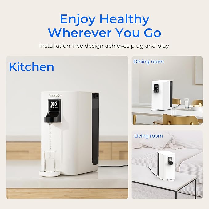 Waterdrop K19-SFK Reverse Osmosis Water Filter Countertop, Minerals, Countertop Reverse Osmosis System, 3:1 Pure to Drain, Reduce PFAS, No Installation Required, BPA Free