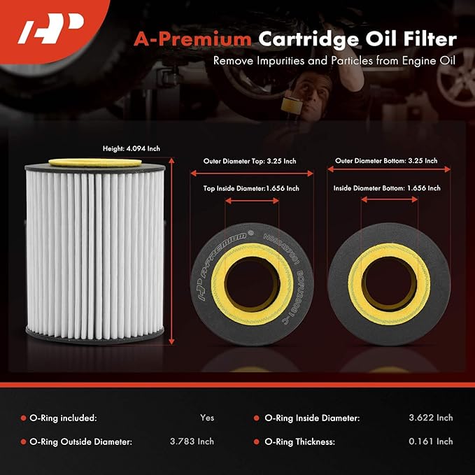 A-Premium 20K Miles Upgrated Protection Oil Filter Compatible with BMW & Ford Models - X5, X3, GT, 320i, 323Ci, 323i, 323is, 325Ci, 325i, 325xi, 328Ci, 328is, 330Ci, 330i, 330xi, 525i, 530xi, Z3, Z4