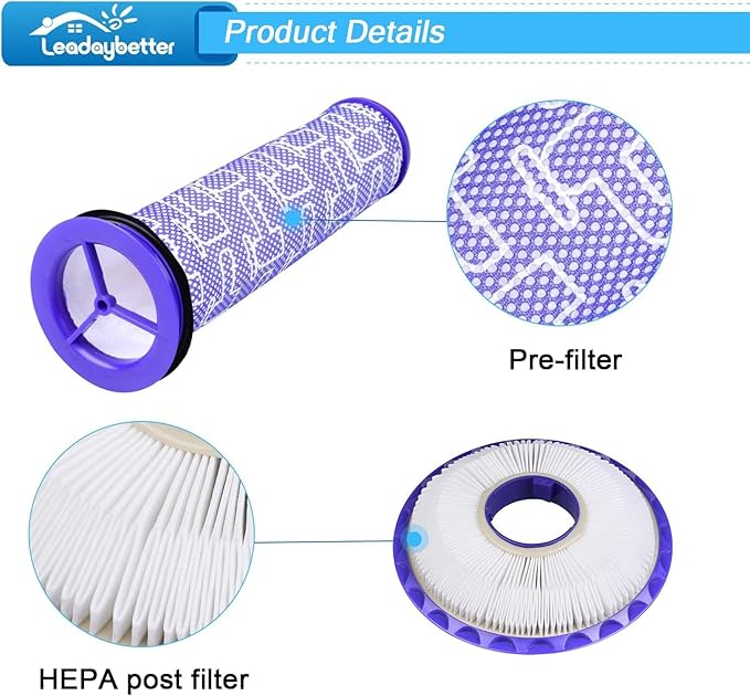 Leadaybetter DC41 Hose Replacement Part For Dyson DC41, DC65, DC66, UP13, UP20 Upright Vacuum Cleaner, Ball Animal 2 Filter Replacements, Compare to Part 920769-01&920640-01 (DC41 Series Hose+Filter)