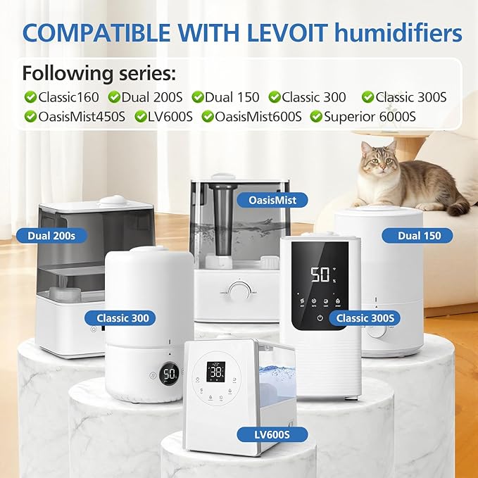30-Pack Top Fill Humidifier Replacement Filter Compatible with LEVOIT Classic160, Dual150, Dual200S, Classic300(S), LV600S, OasisMist450S, Superior6000S Humidifiers