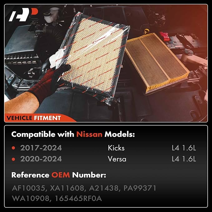 A-Premium Engine Air Filter Compatible with Nissan Versa 2020-2024, Kicks 2017-2024, 1.6L, Replace# 165465RF0A
