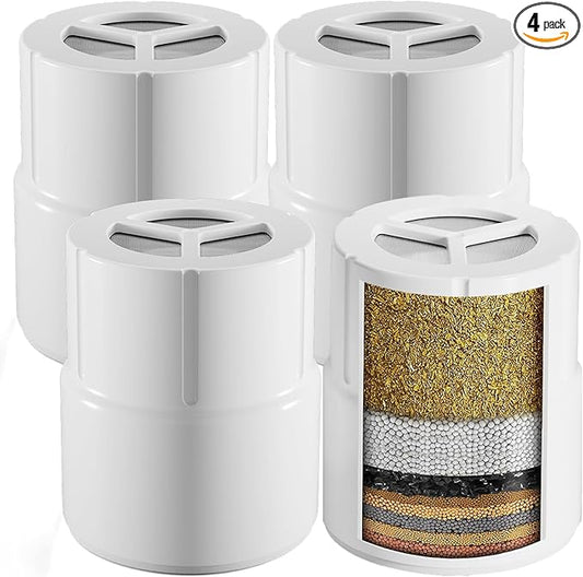 Replacement Filter Cartridge Compatible with JOLIE Filtered Showerhead,Removes Heavy Metals, Chlorine & Odor, High Pressure Shower Filter for Healthier Hair & Skin(4 pcs)