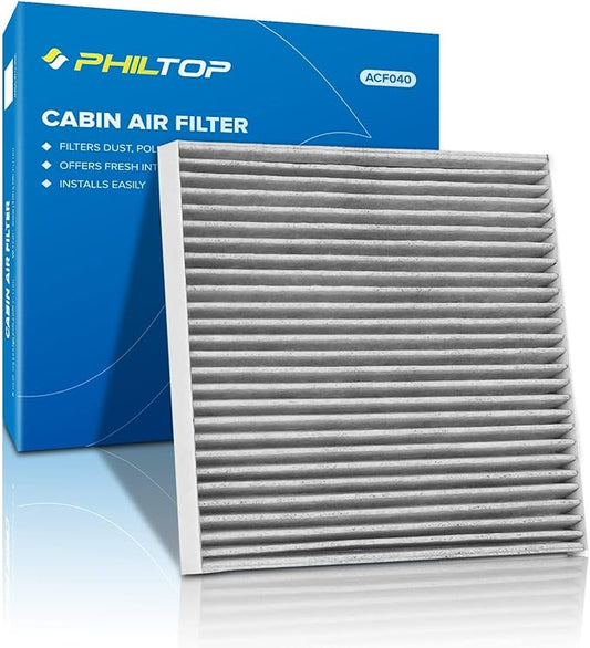 PHILTOP Cabin Air Filter w/Activated Carbon, Compatible with CF12237 Nissan Versa 2012-2019, Versa Note 2014-2018, NV200 2017-2021, Carbon Filter Up Dust Pollen Odor