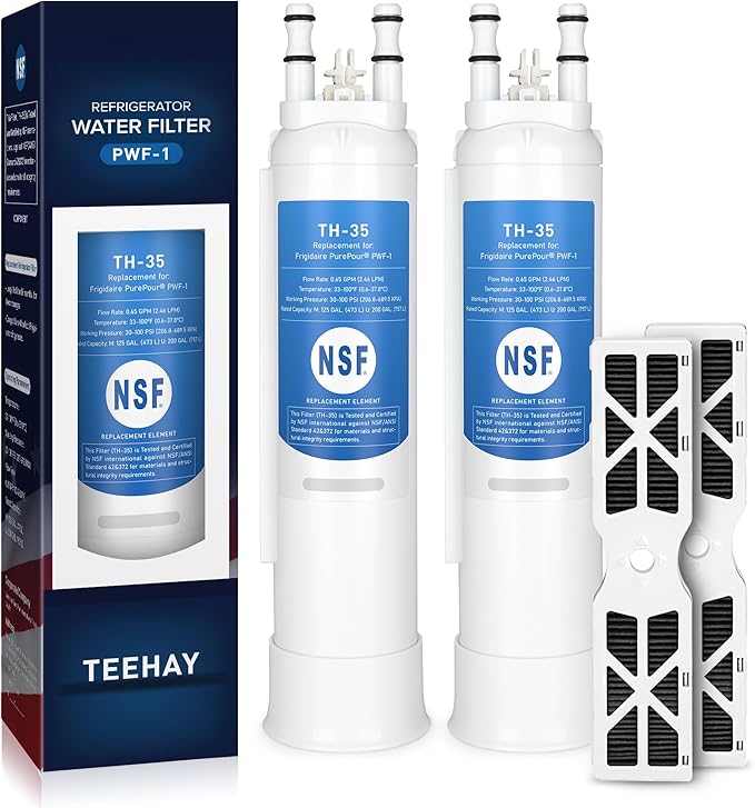 PWF-1 FPPWFU01 Water Filter & PureAir AF-2 FRGPAAF2 Air Filter Combo, Compatible with Frigidaire FRIGCOMBO6, FRFS282LAF, GRFC2353AD, GRFC2353AF, GRFG2353AF, GRFN2853AF, 2 Combo