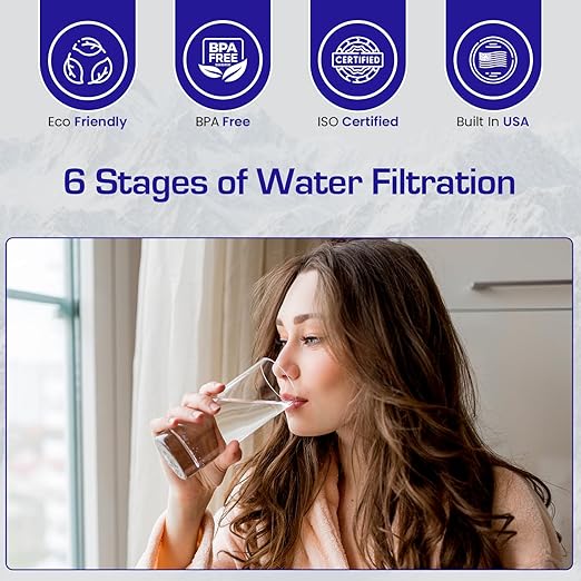 Crystal Quest Smart Ultimate in-Line Water Filter System - Filters Up to 30,000 Gallons - Inline Water Filtration for Refrigerator, Ice Maker, Coffee Maker - High-Performance 6-Stage Water Filter