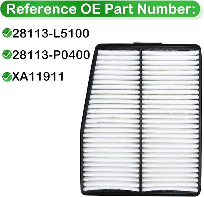 28113-L5100 Engine Air Filter Compatible with 2020-2023 Hyundai Sonata 2021-2023 Hyundai Santa Fe 2021-2023 Hyundai Tucson 2021-2023 Kia Sorento 2023 Kia Sportage Replaces 28113-P0400