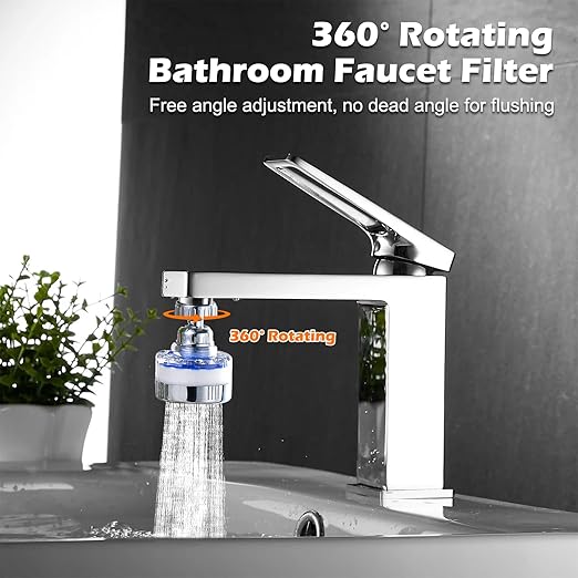13 Pcs Sink Water Filter Faucet Set, 360 ° Rotating Bathroom Sink Filter, Kitchen Sink Faucet Water Filter Removes Chlorine Fluoride Hard Water Faucet Extender for Home Kitchen & Bathroom