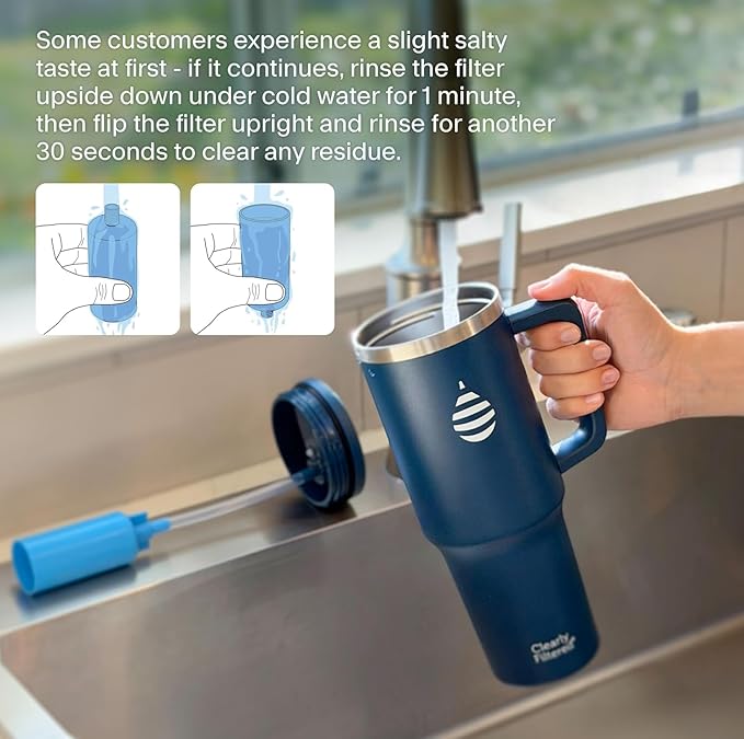 Clearly Filtered Water Bottle | Removes 200+ Contaminants, Double-Wall Insulated Stainless Steel, BPA/BPS Free, Phthalate Free, Filters Flouride Lead Chlorine (40oz, Mint)