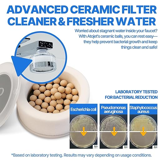 Cleansing Washbasin Faucet Filter Inspired By Korea's Beauty Culture - Pure Carbon Filters for Bathroom & Kitchen Water (1 Year Supply) (AJ8310C-SET-1YR)