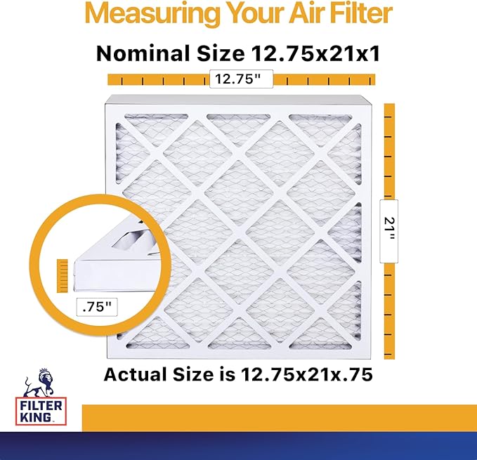 Filter King Air Filters 12.75x21x1 | 12 Pack | MERV 13 HVAC Pleated AC Furnace Filters | Air Purifier | Replacement Filters for Clean, Healthy & Fresh Environment | MADE IN USA