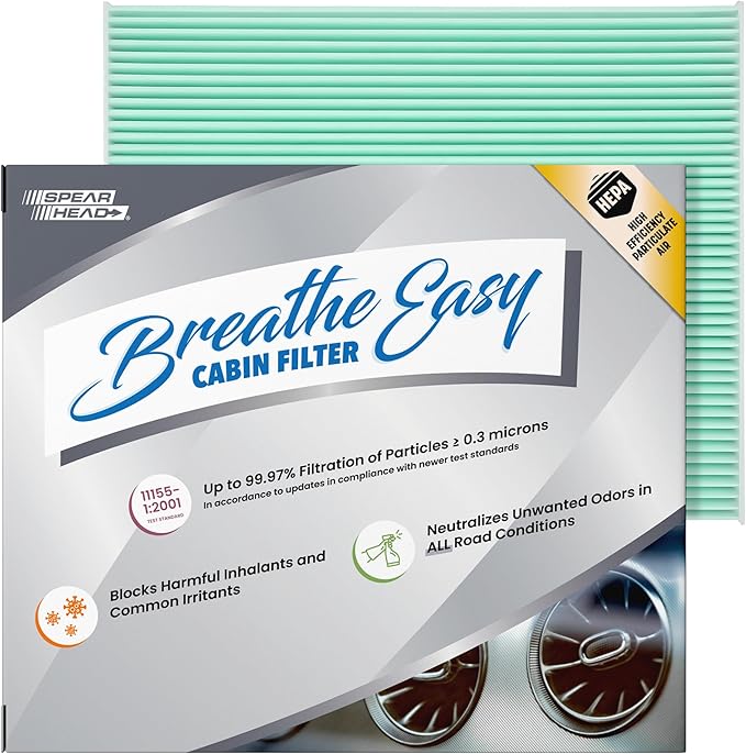 Spearhead HEPA Breathe Easy Cabin Filter, Up to 99.97% Filtration of 0.3 Micron Particles w/No Airflow Reduction (BE-775H)