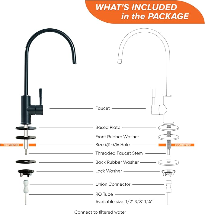 Aquaboon Chrome Drinking Water Faucet for Kitchen Sink Non Air Gap Reverse Osmosis Faucet Stainless Steel Sink Water Dispenser