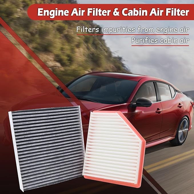 16546-6LA0A Engine Air Filter and 27277-6CA0A Cabin Air Filter kit Compatible with 2020-2025 Nissan Sentra 2.0L DOHC Petrol Replaces PA99575 27277-6CA1A
