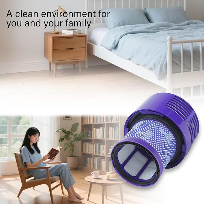 Suitable for Dyson V10 SV12 Replacement V10 Filter contains 2 filters and 1 cleaning brush.