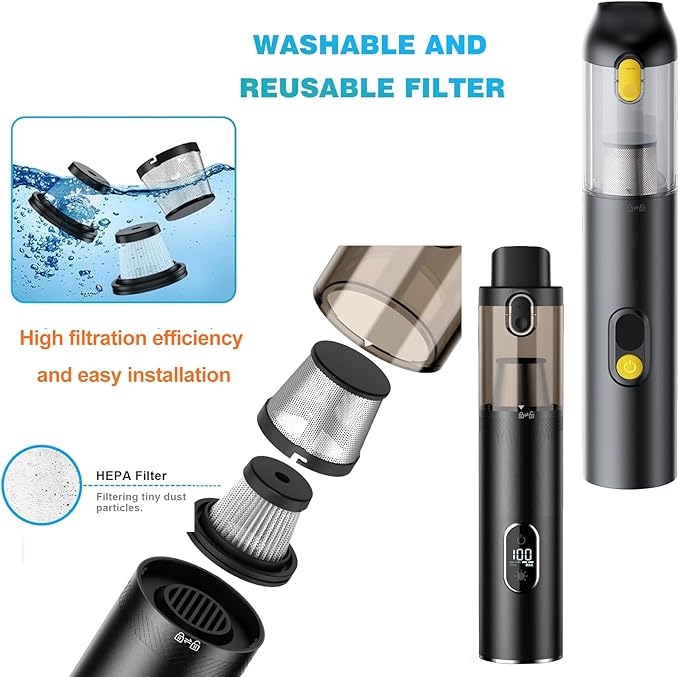 6 pack Hepa Filter Replacement Compatible with Upbooz VC012, AUXITO VC030, OXILAM VC030,VINBYEE, DEDC Car Vacuum, Washable Hepa Filters Works with Upbooz Handheld Vacuum.