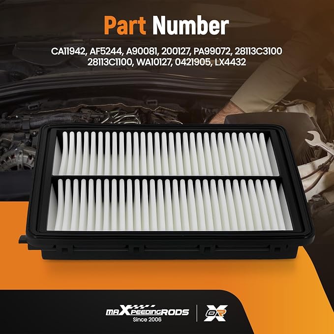 maXpeedingrods CA11942 Engine Air Filter for Hyundai Sonata Hybrid, Sonata, Tucson 1.6L/2.0L/2.4L, Replacement for Kia Optima Hybrid, Optima, Sportage 2.0L/2.4L