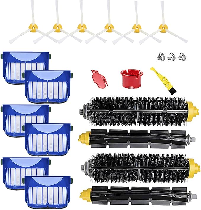 Replacement Parts Kit for iRobot Roomba 600 Series 595 614 650 670 690 692 694 Vacuum Cleaner - Includes Bristle and Flexible Beater Brushes, Filters, Side Brush