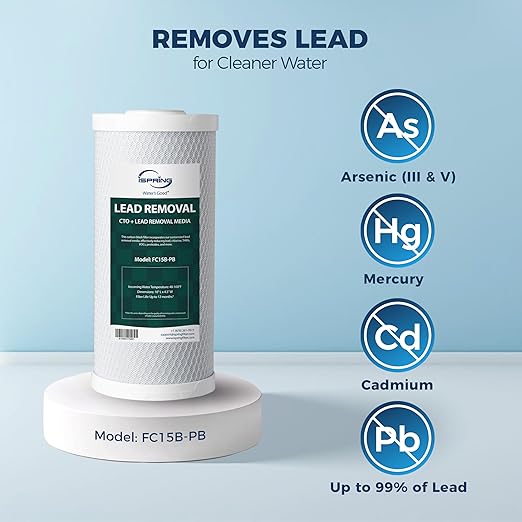 iSpring F2US21B-CPB Direct Connect US21B-CPB Replacement Filter Set, 4.5"x10" Undersink Water Filtration, Lead-Removal, GAC+KDF Cartridges