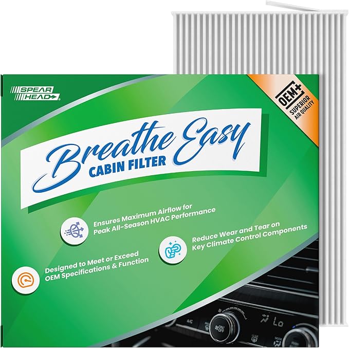 Spearhead OEM+ Particulate Breathe Easy Cabin Filter | Fits 09-14 Cube, 11-17 Juke, 11-25 Leaf, 13-19 Sentra Like OEM | Provides Max Airflow & Enhanced Performance (BE-177P)