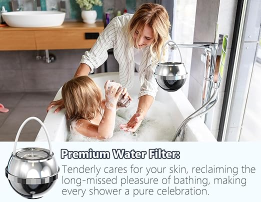 Bathtub Water Filter for Tub with Overflow,2,500 Gallons of Filtration,8 Stages Bath Filter,Remove contaminants,Chlorineand Fluoride,HardWater Softener,BPA Free(Upgrade Version),Chrome