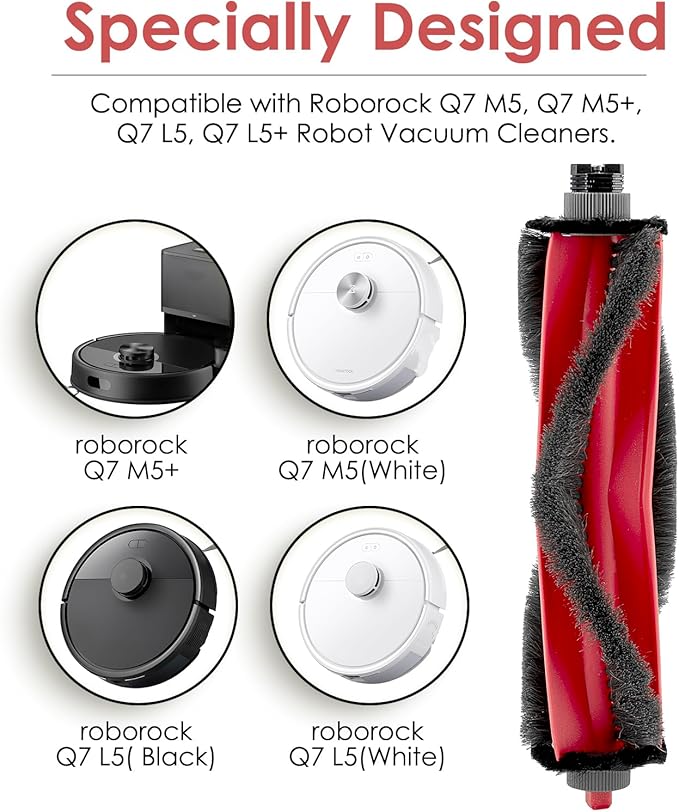 (2 Pack) Q7 M5/ Q7 M5+/ Q7 L5/ Q7 L5+ Roller Brushes Compatible with Roborock Q7 M5, Q7 M5+, Q7 L5, Q7 L5+ Robot Vacuum, Main Roller Brush, Replacement Multi-Surface Brushes