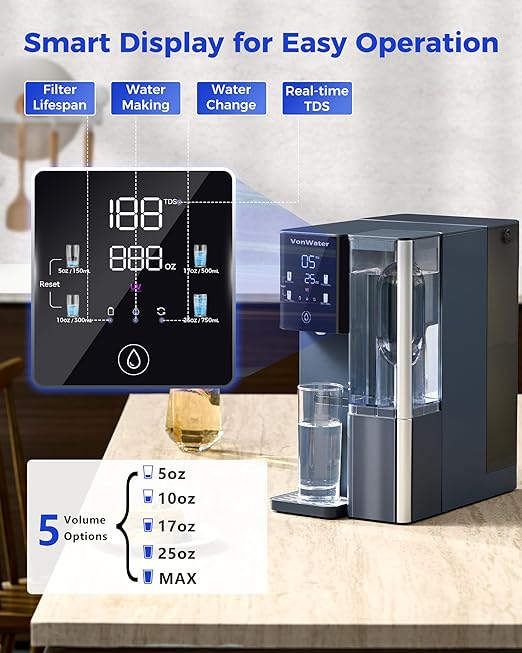 7-Stage Countertop Reverse Osmosis Water Filter System, 528G RO Water Filtration with 2 Portable Pitchers, NSF/ANSI 372,42,58 (CT910-2 Pitchers)
