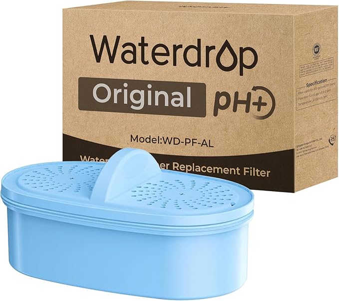[Original] Waterdrop Alkaline Water Filter Replacement for All Waterdrop Pitcher and Dispenser Filtration System, Increase PH, Improved Coffee Taste, Last Up to 2 Months or 100 Gallons (Pack of 1)