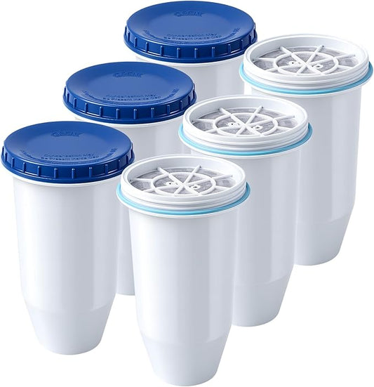 0 TDS Water Filter Replacement for Zero Pitcher & Dispenser | Upgraded 6-Stage Filtration | Removes 99.9% of Lead, Chromium, PFOA/PFOS | Compatible with ZR-001, ZR-004, ZR-017 | 6-Pack